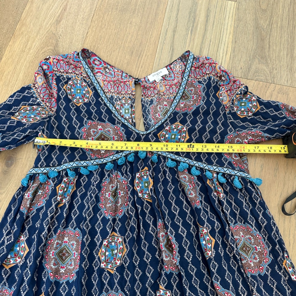 Umgee Navy and Pink Boho Midi Dress - Picture 12 of 13